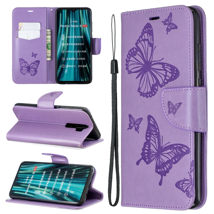 Two Butterflies Embossing Pattern Horizontal Flip Leather Case with Holder & Card Slot & Wallet & Lanyard, For Xiaomi Redmi Note 8 Pro