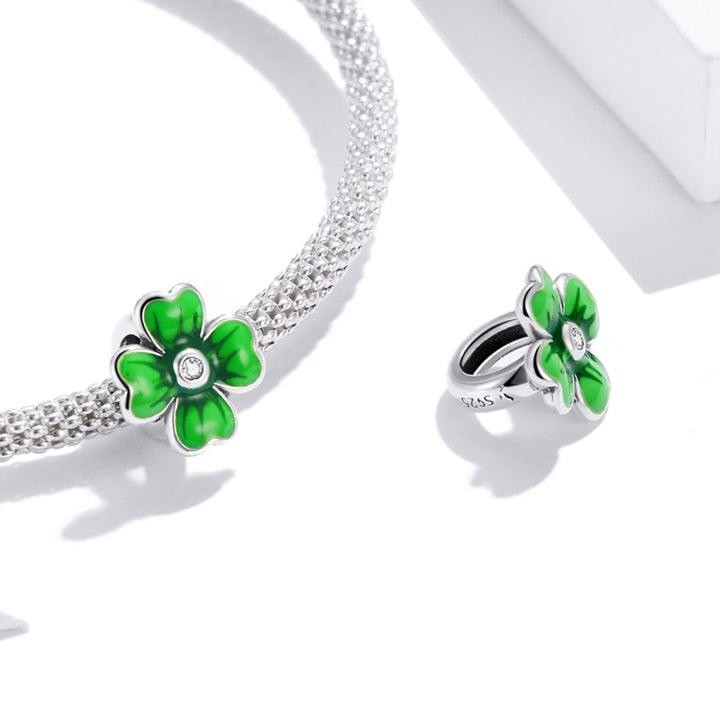 S925 Sterling Silver Lucky Clover Beads DIY Bracelet Necklace Accessories, Lucky Clover