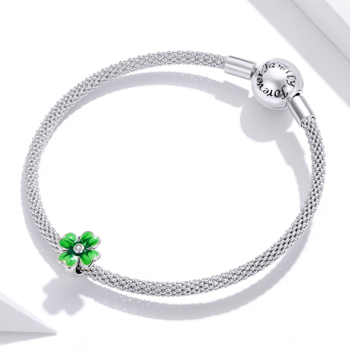 S925 Sterling Silver Lucky Clover Beads DIY Bracelet Necklace Accessories, Lucky Clover