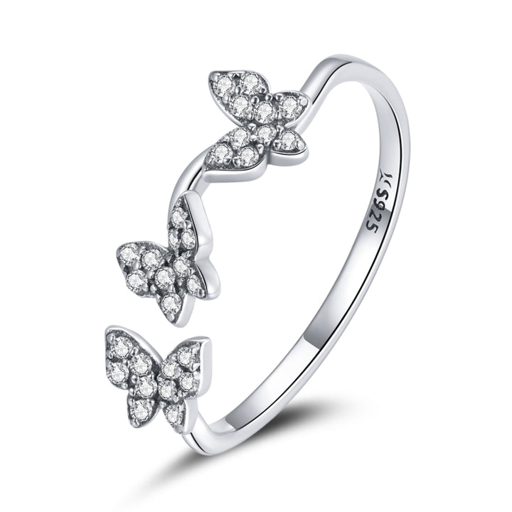 S925 Sterling Silver Fantasy Butterfly Women Open Ring, Fantasy Butterfly