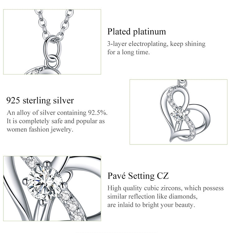 S925 Sterling Silver Heart To Heart Women Nacklace Jewelry, Heart To Heart