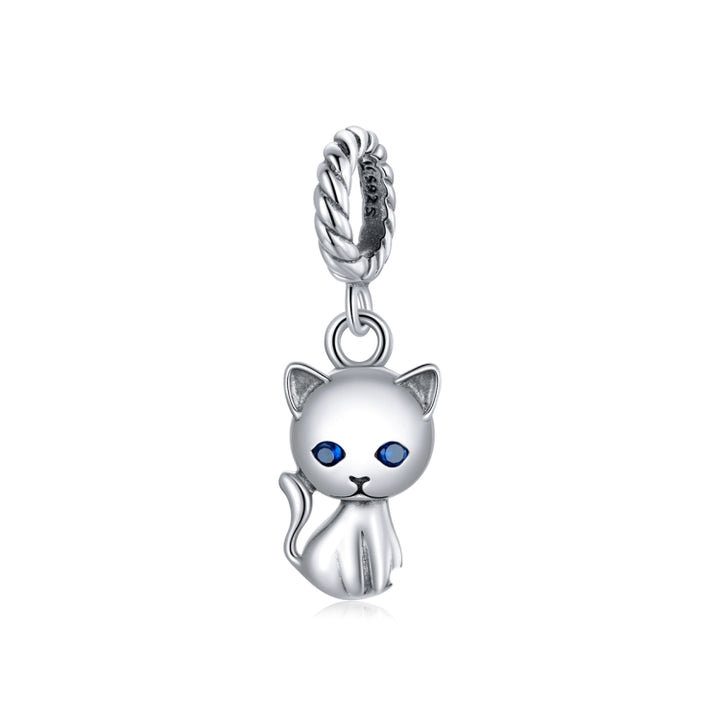 S925 Sterling Silver Cute Cat Pendant DIY Bracelet Necklace Accessories, Cat