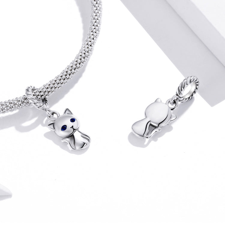 S925 Sterling Silver Cute Cat Pendant DIY Bracelet Necklace Accessories, Cat