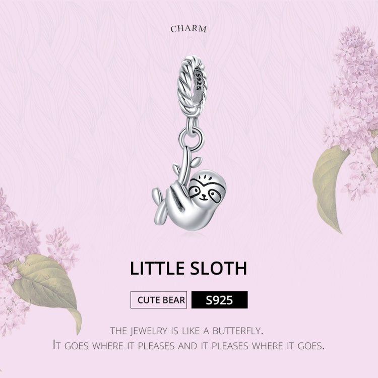 S925 Sterling Silver Cute Little Sloth Pendant DIY Bracelet Necklace Accessories, Little Sloth