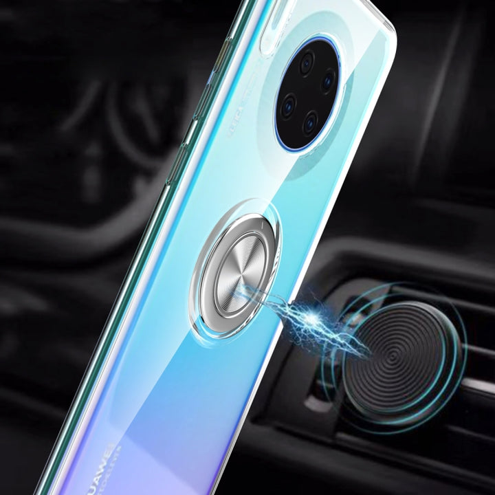 Shockproof Transparent TPU Protective Case with Metal Ring Holder, For Huawei Mate 30, For Huawei Mate 30 Pro