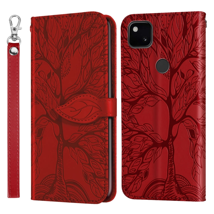 Life of Tree Embossing Pattern Horizontal Flip Leather Case with Holder & Card Slot & Wallet & Photo Frame & Lanyard, For Google Pixel 4a, For Google Pixel 4a 5G, For Google Pixel 5, For Xiaomi Redmi K30