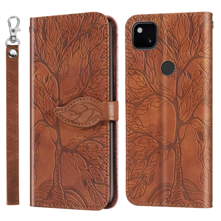 Life of Tree Embossing Pattern Horizontal Flip Leather Case with Holder & Card Slot & Wallet & Photo Frame & Lanyard, For Google Pixel 4a, For Google Pixel 4a 5G, For Google Pixel 5, For Xiaomi Redmi K30