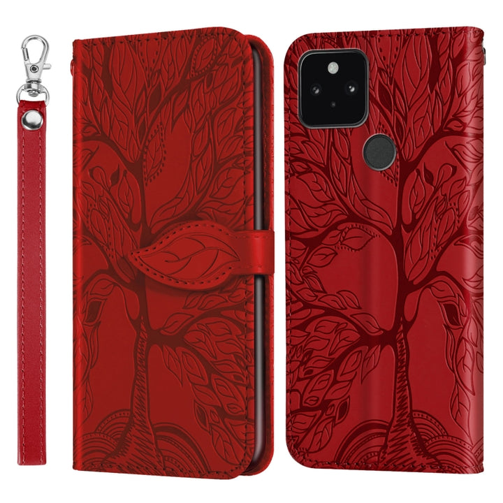 Life of Tree Embossing Pattern Horizontal Flip Leather Case with Holder & Card Slot & Wallet & Photo Frame & Lanyard, For Google Pixel 4a, For Google Pixel 4a 5G, For Google Pixel 5, For Xiaomi Redmi K30