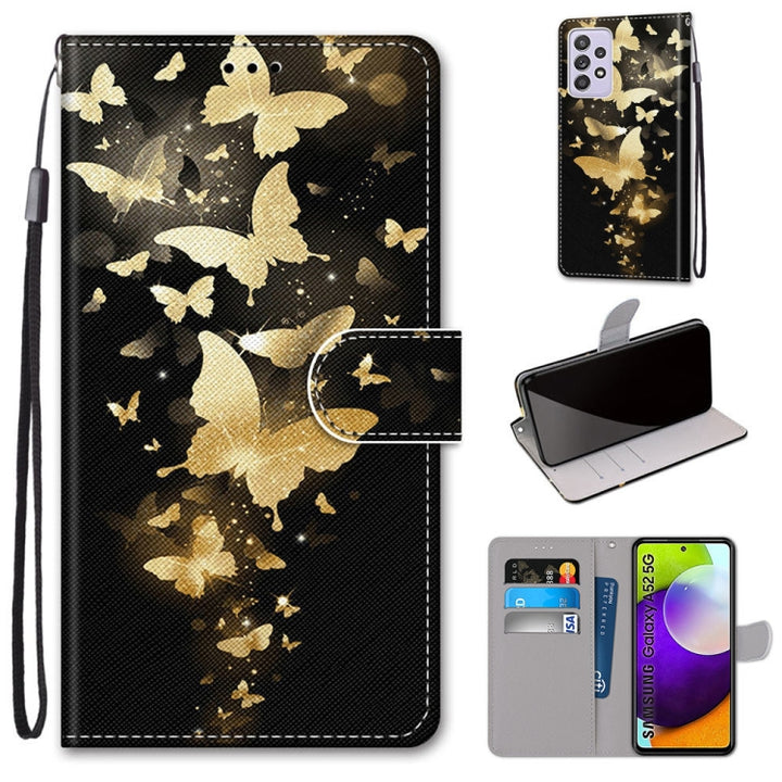 Coloured Drawing Cross Texture Horizontal Flip PU Leather Case with Holder & Card Slots & Wallet & Lanyard, For Samsung Galaxy A52 5G / 4G