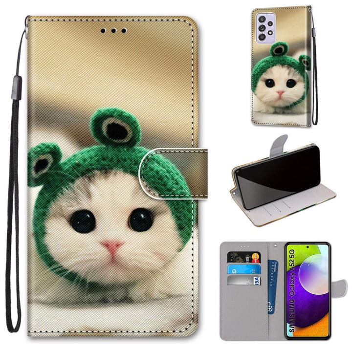 Coloured Drawing Cross Texture Horizontal Flip PU Leather Case with Holder & Card Slots & Wallet & Lanyard, For Samsung Galaxy A52 5G / 4G