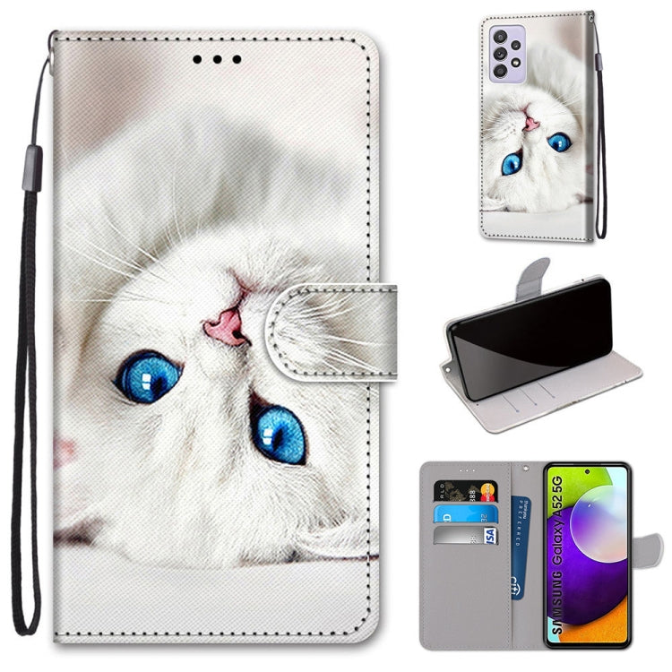 Coloured Drawing Cross Texture Horizontal Flip PU Leather Case with Holder & Card Slots & Wallet & Lanyard, For Samsung Galaxy A52 5G / 4G