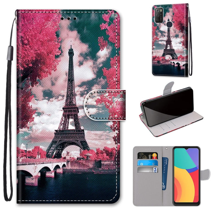 Coloured Drawing Cross Texture Horizontal Flip PU Leather Case with Holder & Card Slots & Wallet & Lanyard, For Alcatel 1S 2021 / 3L 2021