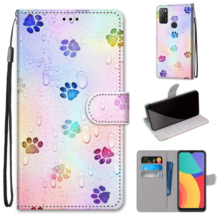 Coloured Drawing Cross Texture Horizontal Flip PU Leather Case with Holder & Card Slots & Wallet & Lanyard, For Alcatel 1S 2021 / 3L 2021