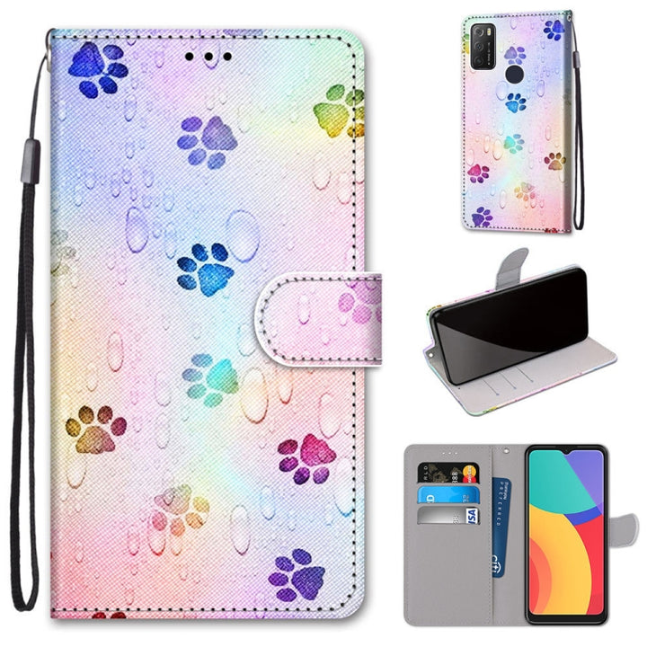 Coloured Drawing Cross Texture Horizontal Flip PU Leather Case with Holder & Card Slots & Wallet & Lanyard, For Alcatel 1S 2021 / 3L 2021