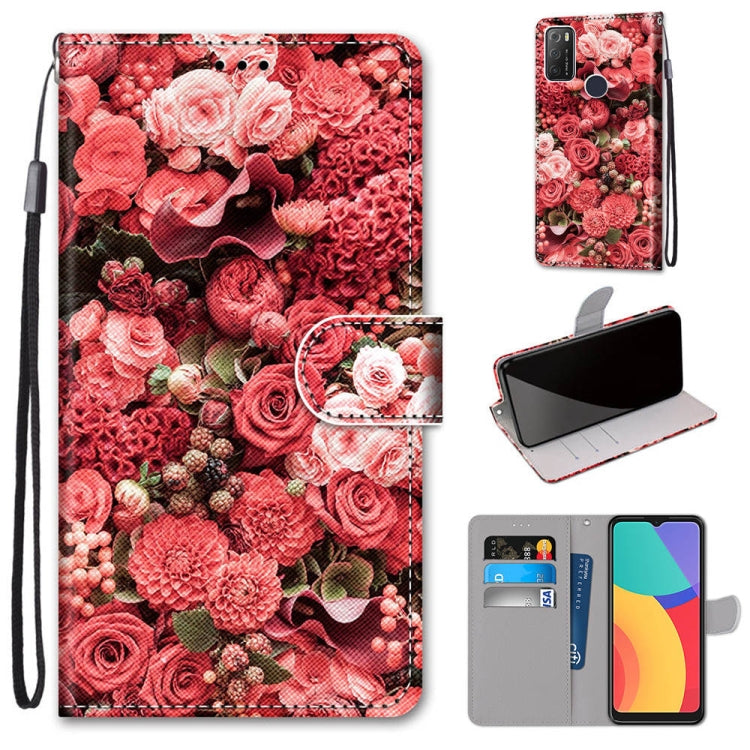 Coloured Drawing Cross Texture Horizontal Flip PU Leather Case with Holder & Card Slots & Wallet & Lanyard, For Alcatel 1S 2021 / 3L 2021