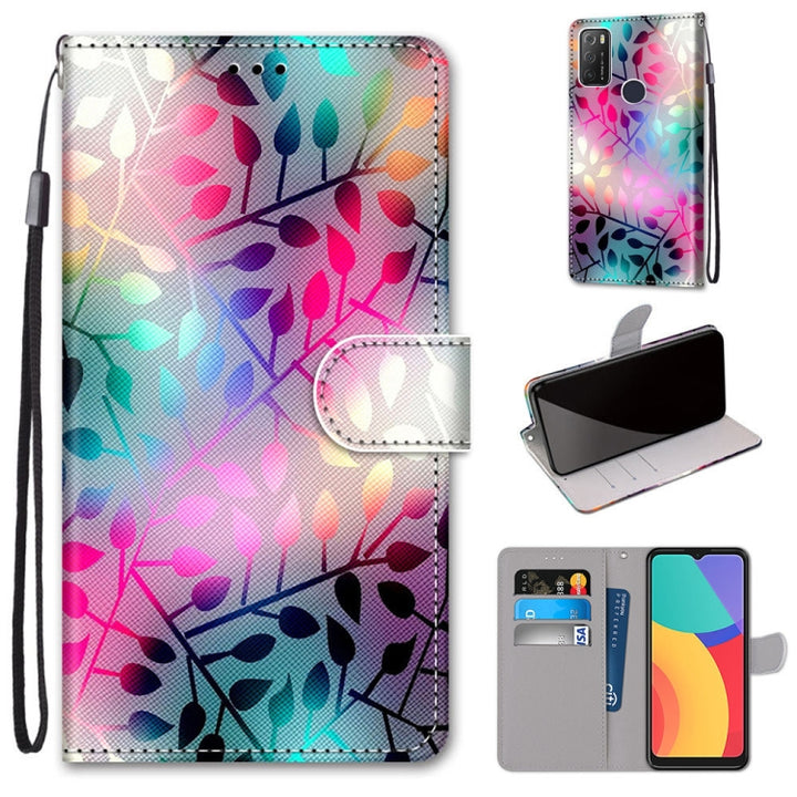 Coloured Drawing Cross Texture Horizontal Flip PU Leather Case with Holder & Card Slots & Wallet & Lanyard, For Alcatel 1S 2021 / 3L 2021