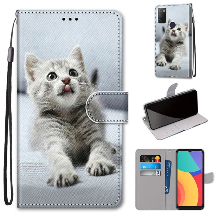 Coloured Drawing Cross Texture Horizontal Flip PU Leather Case with Holder & Card Slots & Wallet & Lanyard, For Alcatel 1S 2021 / 3L 2021