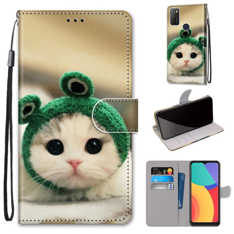 Coloured Drawing Cross Texture Horizontal Flip PU Leather Case with Holder & Card Slots & Wallet & Lanyard, For Alcatel 1S 2021 / 3L 2021