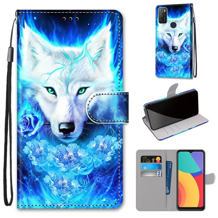 Coloured Drawing Cross Texture Horizontal Flip PU Leather Case with Holder & Card Slots & Wallet & Lanyard, For Alcatel 1S 2021 / 3L 2021