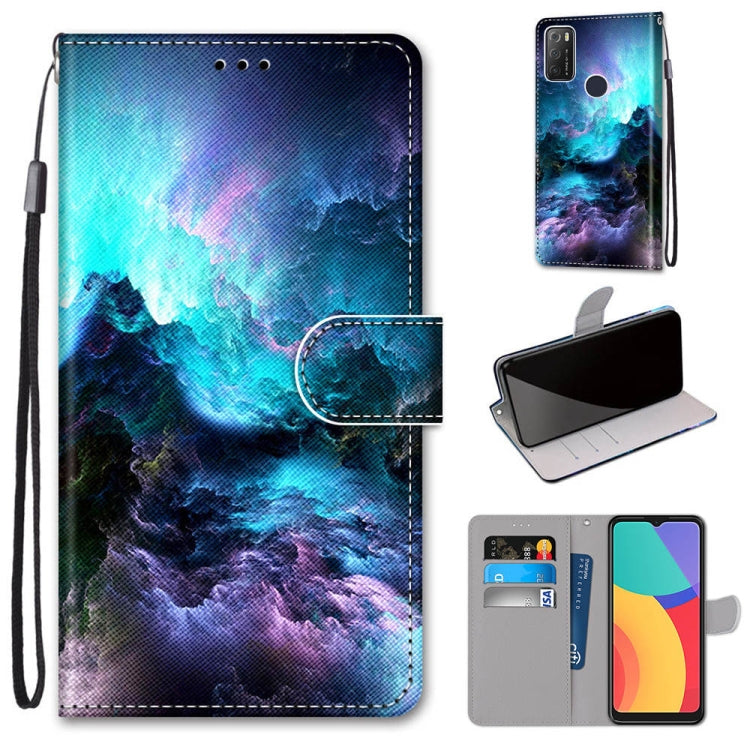 Coloured Drawing Cross Texture Horizontal Flip PU Leather Case with Holder & Card Slots & Wallet & Lanyard, For Alcatel 1S 2021 / 3L 2021