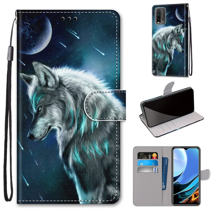 Coloured Drawing Cross Texture Horizontal Flip PU Leather Case with Holder & Card Slots & Wallet & Lanyard, For Xiaomi Redmi Note 9 4G / 9 Power