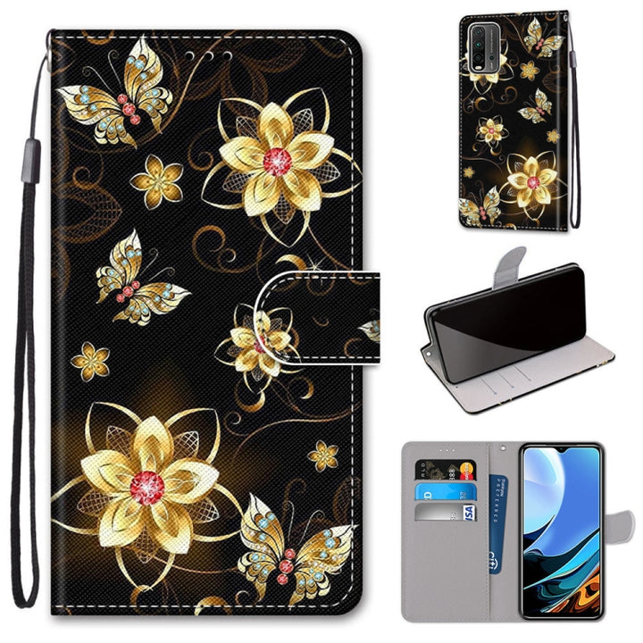 Coloured Drawing Cross Texture Horizontal Flip PU Leather Case with Holder & Card Slots & Wallet & Lanyard, For Xiaomi Redmi Note 9 4G / 9 Power