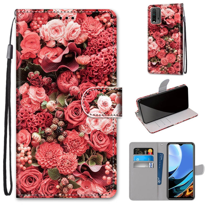 Coloured Drawing Cross Texture Horizontal Flip PU Leather Case with Holder & Card Slots & Wallet & Lanyard, For Xiaomi Redmi Note 9 4G / 9 Power