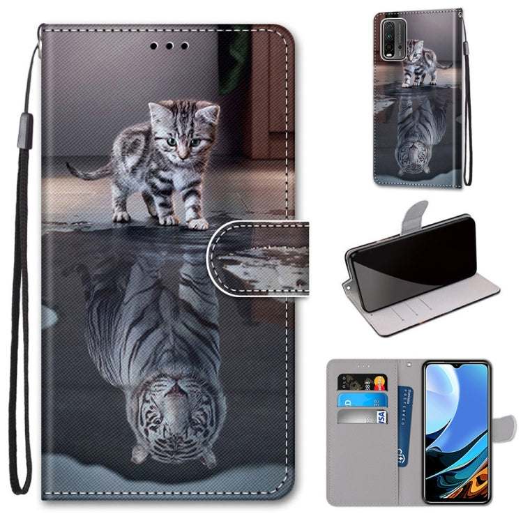 Coloured Drawing Cross Texture Horizontal Flip PU Leather Case with Holder & Card Slots & Wallet & Lanyard, For Xiaomi Redmi Note 9 4G / 9 Power