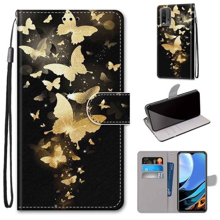 Coloured Drawing Cross Texture Horizontal Flip PU Leather Case with Holder & Card Slots & Wallet & Lanyard, For Xiaomi Redmi Note 9 4G / 9 Power