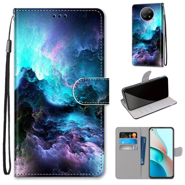 Coloured Drawing Cross Texture Horizontal Flip PU Leather Case with Holder & Card Slots & Wallet & Lanyard, For Xiaomi Redmi Note 9T / Note 9 5G