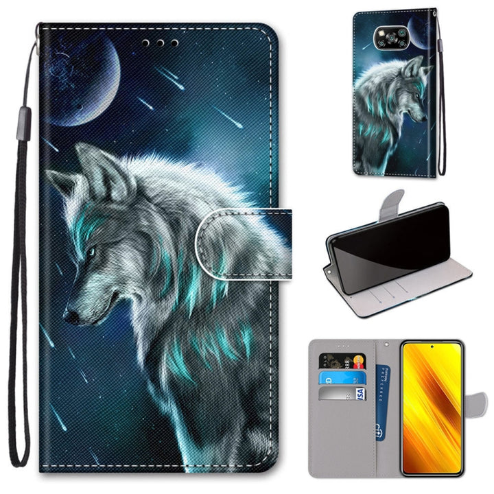 Coloured Drawing Cross Texture Horizontal Flip PU Leather Case with Holder & Card Slots & Wallet & Lanyard, For Xiaomi Poco X3 NFC