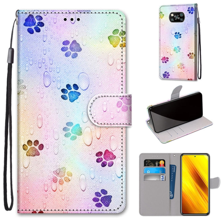 Coloured Drawing Cross Texture Horizontal Flip PU Leather Case with Holder & Card Slots & Wallet & Lanyard, For Xiaomi Poco X3 NFC