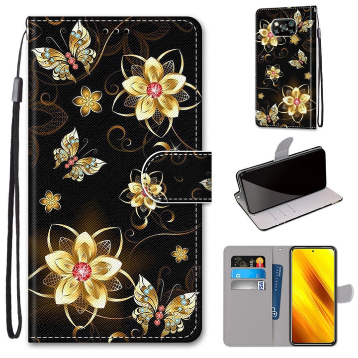 Coloured Drawing Cross Texture Horizontal Flip PU Leather Case with Holder & Card Slots & Wallet & Lanyard, For Xiaomi Poco X3 NFC