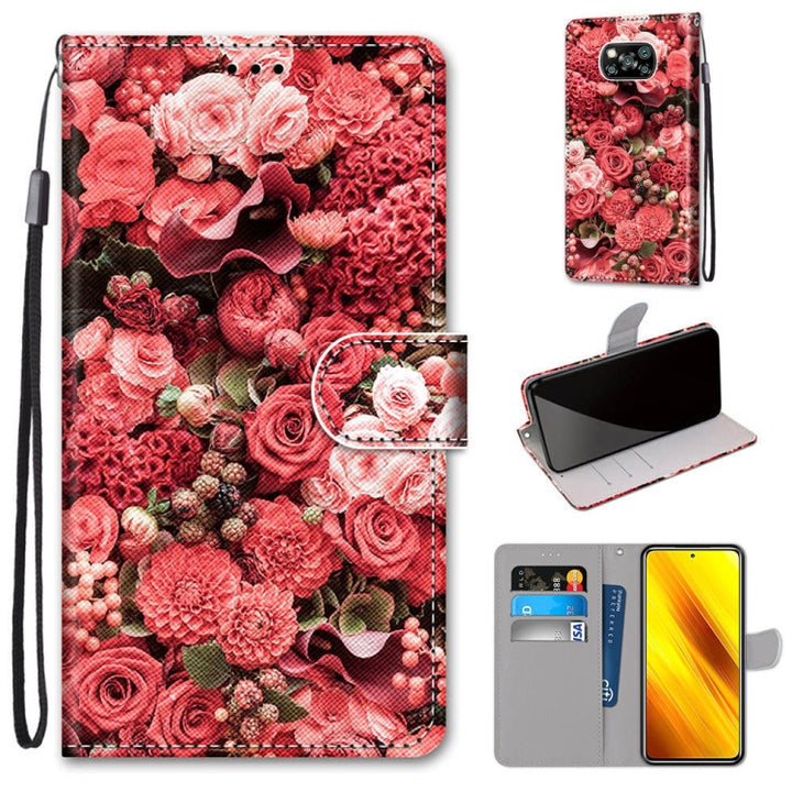 Coloured Drawing Cross Texture Horizontal Flip PU Leather Case with Holder & Card Slots & Wallet & Lanyard, For Xiaomi Poco X3 NFC