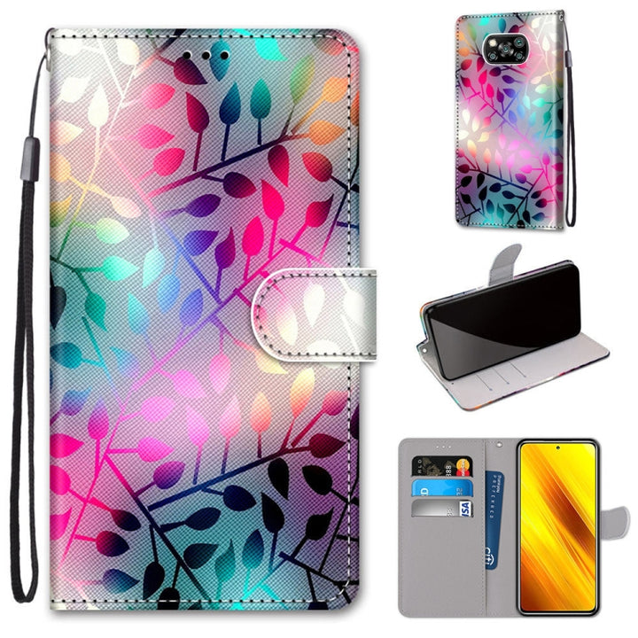 Coloured Drawing Cross Texture Horizontal Flip PU Leather Case with Holder & Card Slots & Wallet & Lanyard, For Xiaomi Poco X3 NFC