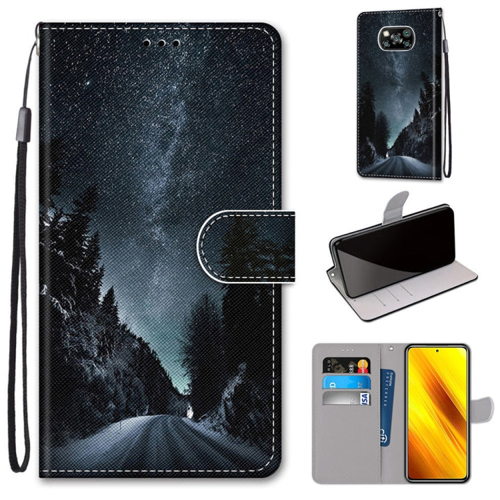 Coloured Drawing Cross Texture Horizontal Flip PU Leather Case with Holder & Card Slots & Wallet & Lanyard, For Xiaomi Poco X3 NFC