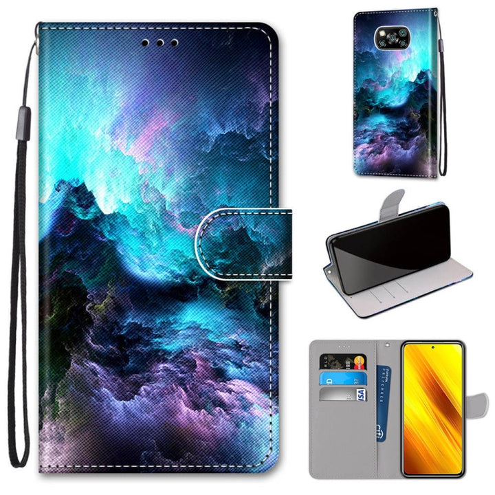 Coloured Drawing Cross Texture Horizontal Flip PU Leather Case with Holder & Card Slots & Wallet & Lanyard, For Xiaomi Poco X3 NFC