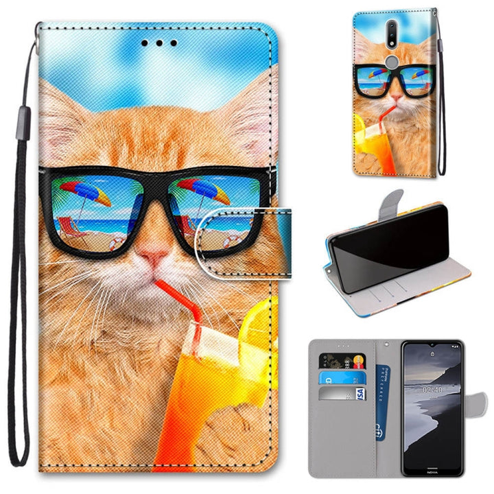 Coloured Drawing Cross Texture Horizontal Flip PU Leather Case with Holder & Card Slots & Wallet & Lanyard, For Nokia 2.4, For Samsung Galaxy A52 5G