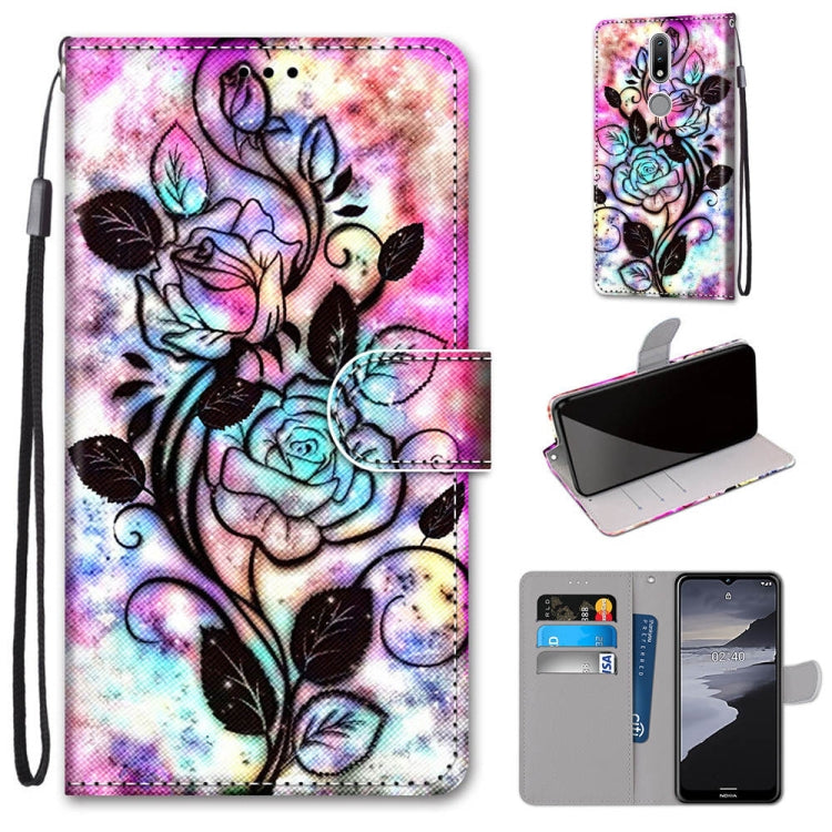 Coloured Drawing Cross Texture Horizontal Flip PU Leather Case with Holder & Card Slots & Wallet & Lanyard, For Nokia 2.4, For Samsung Galaxy A52 5G