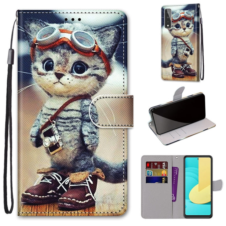 Coloured Drawing Cross Texture Horizontal Flip PU Leather Case with Holder & Card Slots & Wallet & Lanyard, For LG Stylo 7 5G