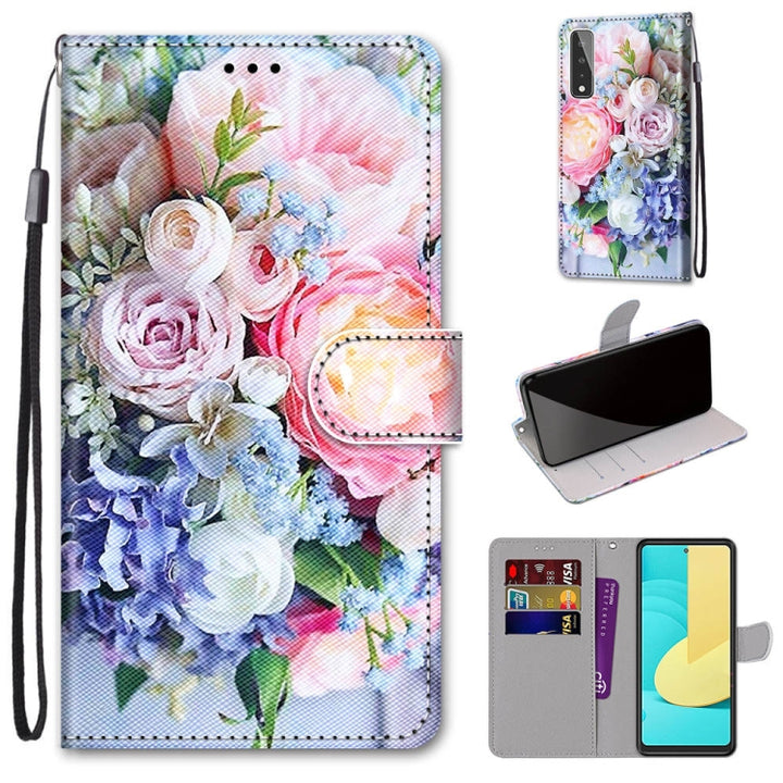 Coloured Drawing Cross Texture Horizontal Flip PU Leather Case with Holder & Card Slots & Wallet & Lanyard, For LG Stylo 7 5G