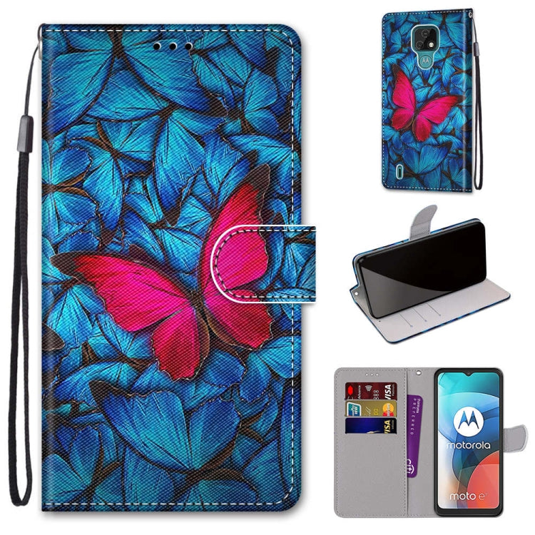 Coloured Drawing Cross Texture Horizontal Flip PU Leather Case with Holder & Card Slots & Wallet & Lanyard, For Motorola Moto E7