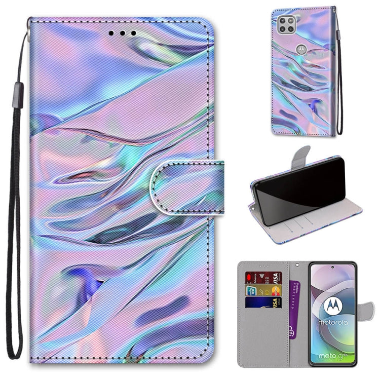 Coloured Drawing Cross Texture Horizontal Flip PU Leather Case with Holder & Card Slots & Wallet & Lanyard, For Motorola Moto G 5G