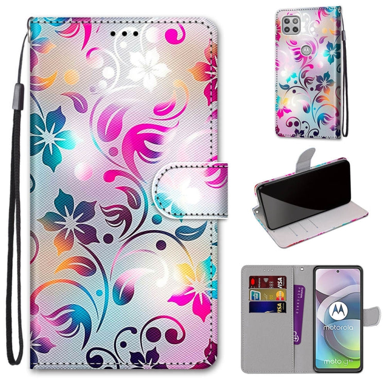 Coloured Drawing Cross Texture Horizontal Flip PU Leather Case with Holder & Card Slots & Wallet & Lanyard, For Motorola Moto G 5G