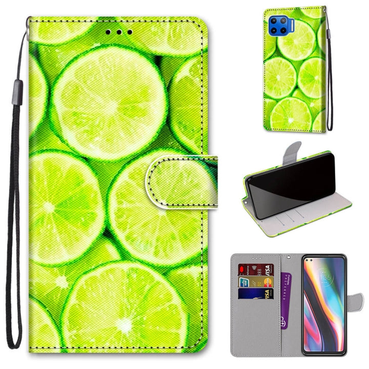 Coloured Drawing Cross Texture Horizontal Flip PU Leather Case with Holder & Card Slots & Wallet & Lanyard, For Motorola Moto G 5G Plus