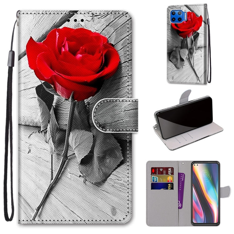 Coloured Drawing Cross Texture Horizontal Flip PU Leather Case with Holder & Card Slots & Wallet & Lanyard, For Motorola Moto G 5G Plus