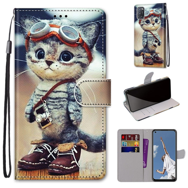 Coloured Drawing Cross Texture Horizontal Flip PU Leather Case with Holder & Card Slots & Wallet & Lanyard, For OPPO A52 / A92 / A72