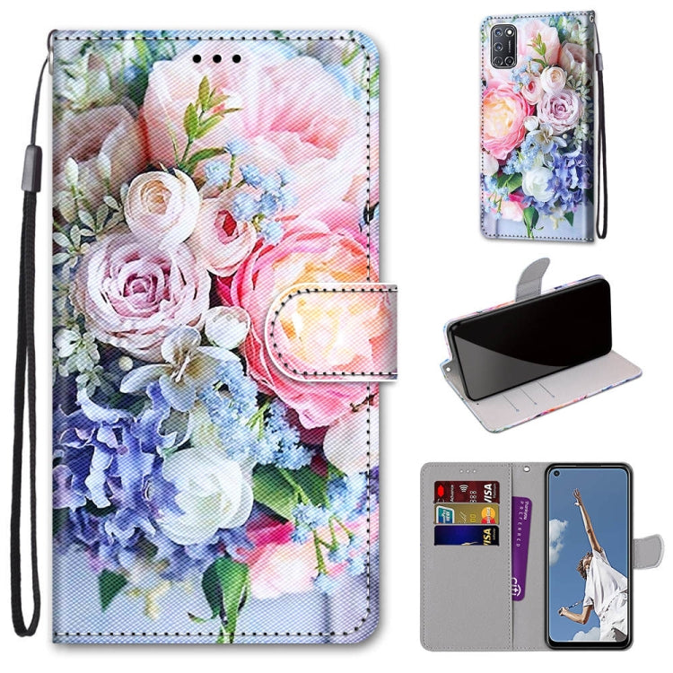 Coloured Drawing Cross Texture Horizontal Flip PU Leather Case with Holder & Card Slots & Wallet & Lanyard, For OPPO A52 / A92 / A72