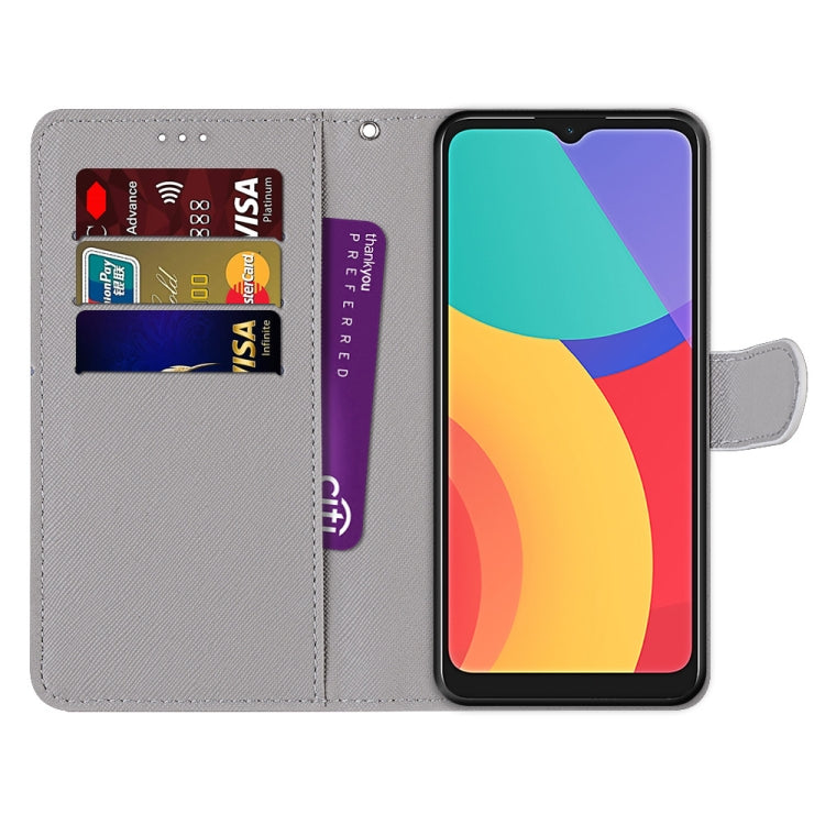 Coloured Drawing Cross Texture Horizontal Flip PU Leather Case with Holder & Card Slots & Wallet & Lanyard, For Alcatel 1L (2021)