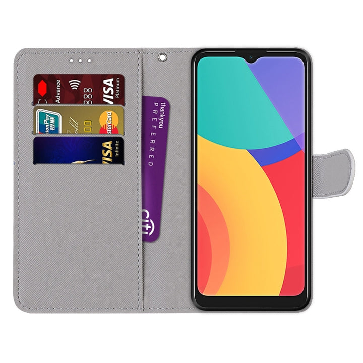 Coloured Drawing Cross Texture Horizontal Flip PU Leather Case with Holder & Card Slots & Wallet & Lanyard, For Alcatel 1L (2021)